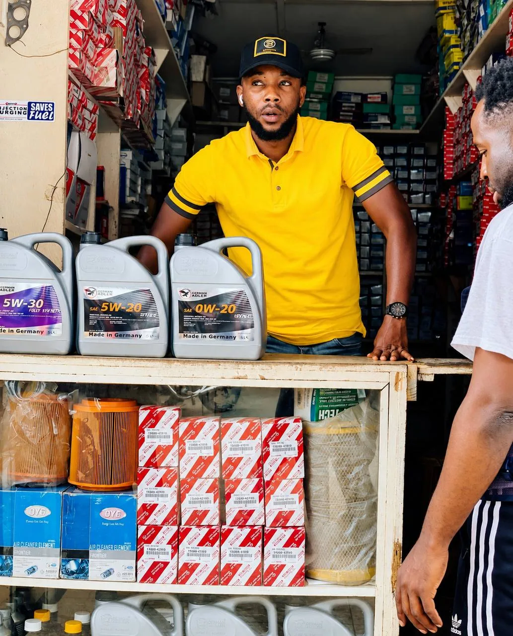 AKISS Auto Parts shop in Abossey Okai with automotive parts displayed